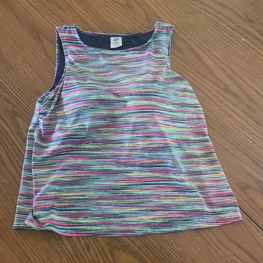 Lands' End Colorful Striped Sleeveless Swim Top in Size 16W